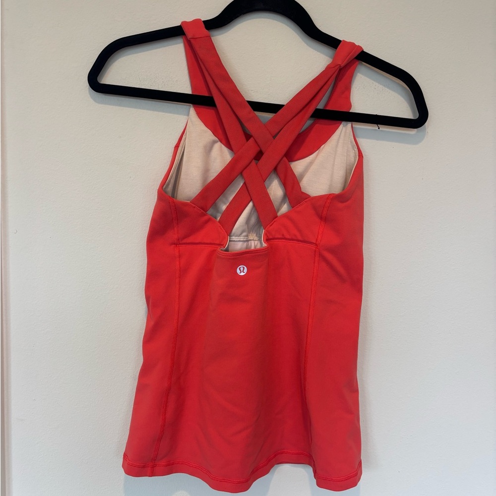 lululemon athletica Vibrant Coral Red Tank Top w/ Built In Bra 6 - Picture 2 of 4